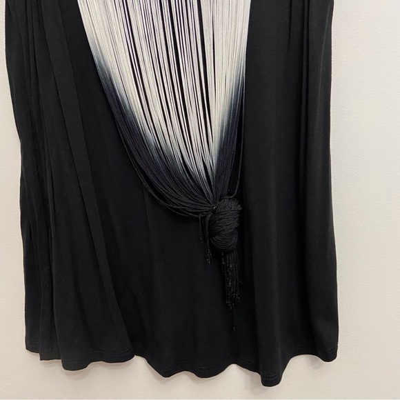2/40$ KIM&CAMI Black white Fringe sleeveless tie dye fringe jersey lightw Medium - Picture 3 of 12